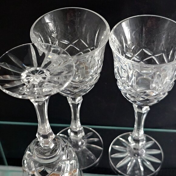 Royal Dartmouth Cut Glass Cordial Glasses 5.5" set-3 vintage elegant crystal - Picture 10 of 14